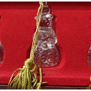 Gorham Holiday Tradition Gold Tassel Glass Snowman Ornament Clear ornament lot 3